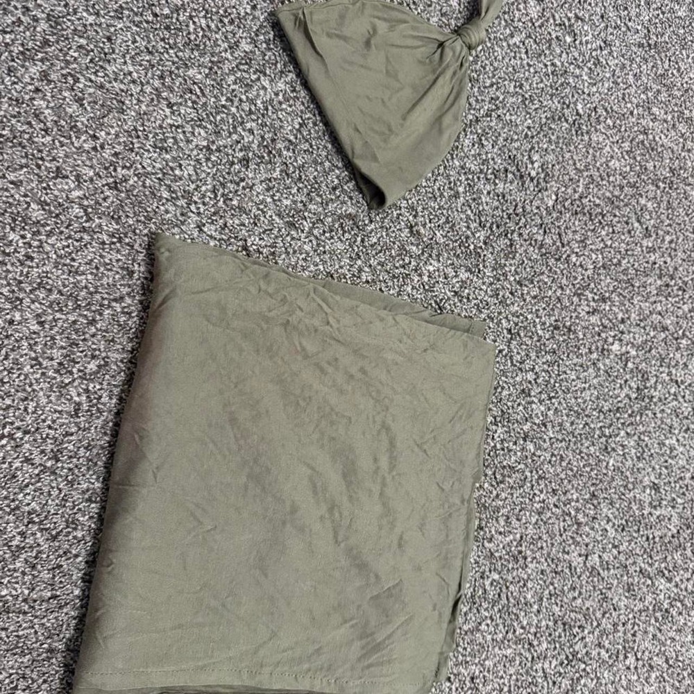 Olive green two-piece swaddle set